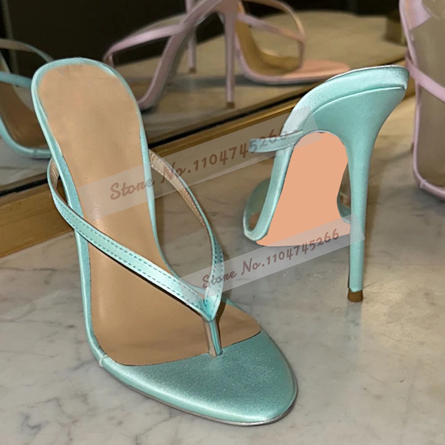 Slip Dress Satin - Açık Yeşil Saten Klipsli Burunlu Yüksek