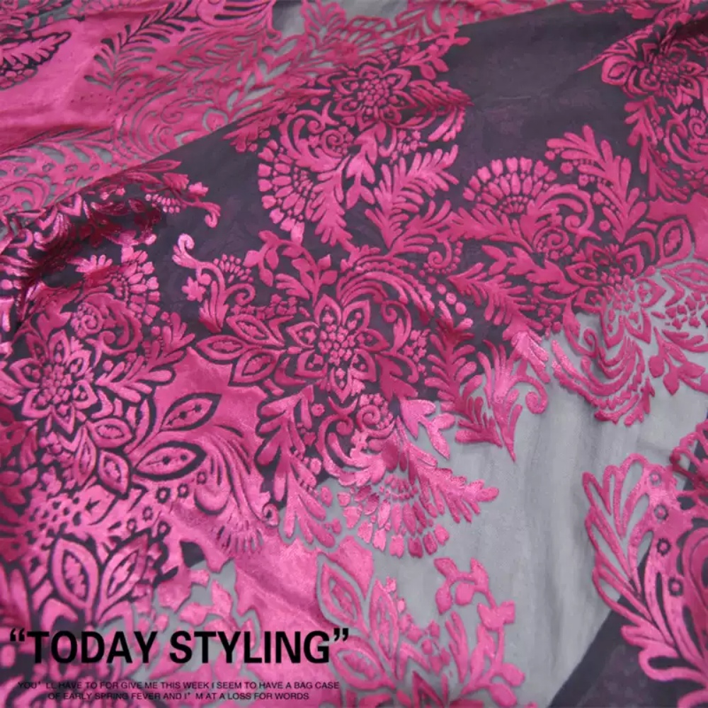 Robe Silk Women - Moda Büyük Pembe Çiçek Desenli Zarif