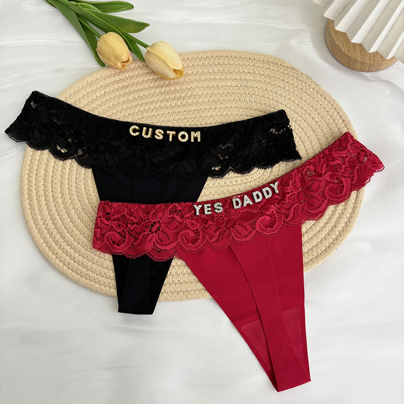 Thong Bikini Women - Kişiselleştirilmiş Özel Tanga Adı Kristal Mektup