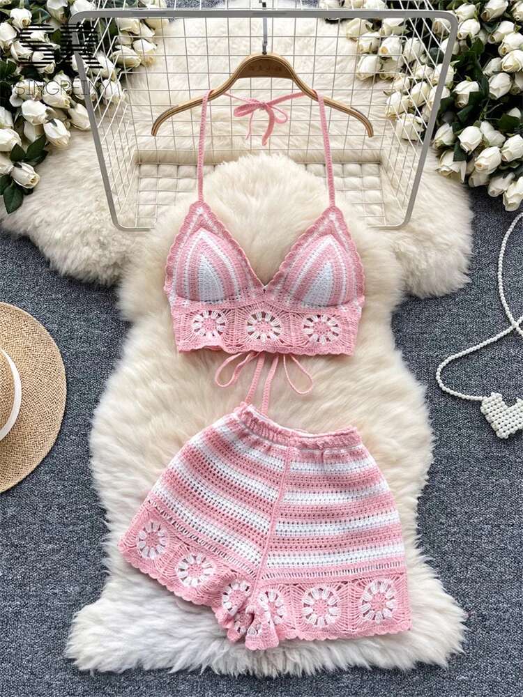 Cami Top Lace - Plaj Tatil Örgü 2 adet Takım