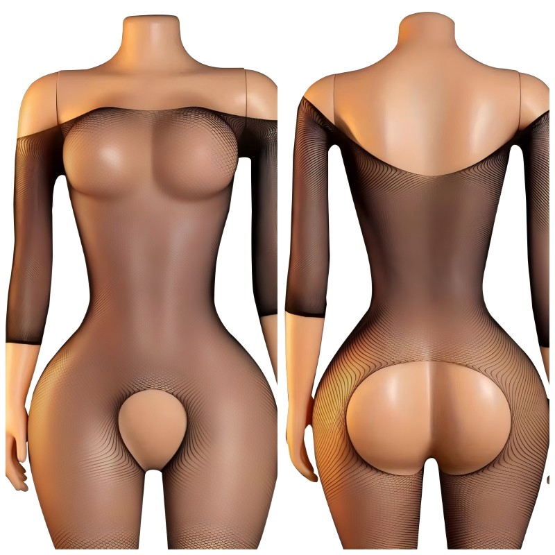 Bodystocking Fishnet - Seksi Açık Kasıklı Külotlu Çorap Kadın