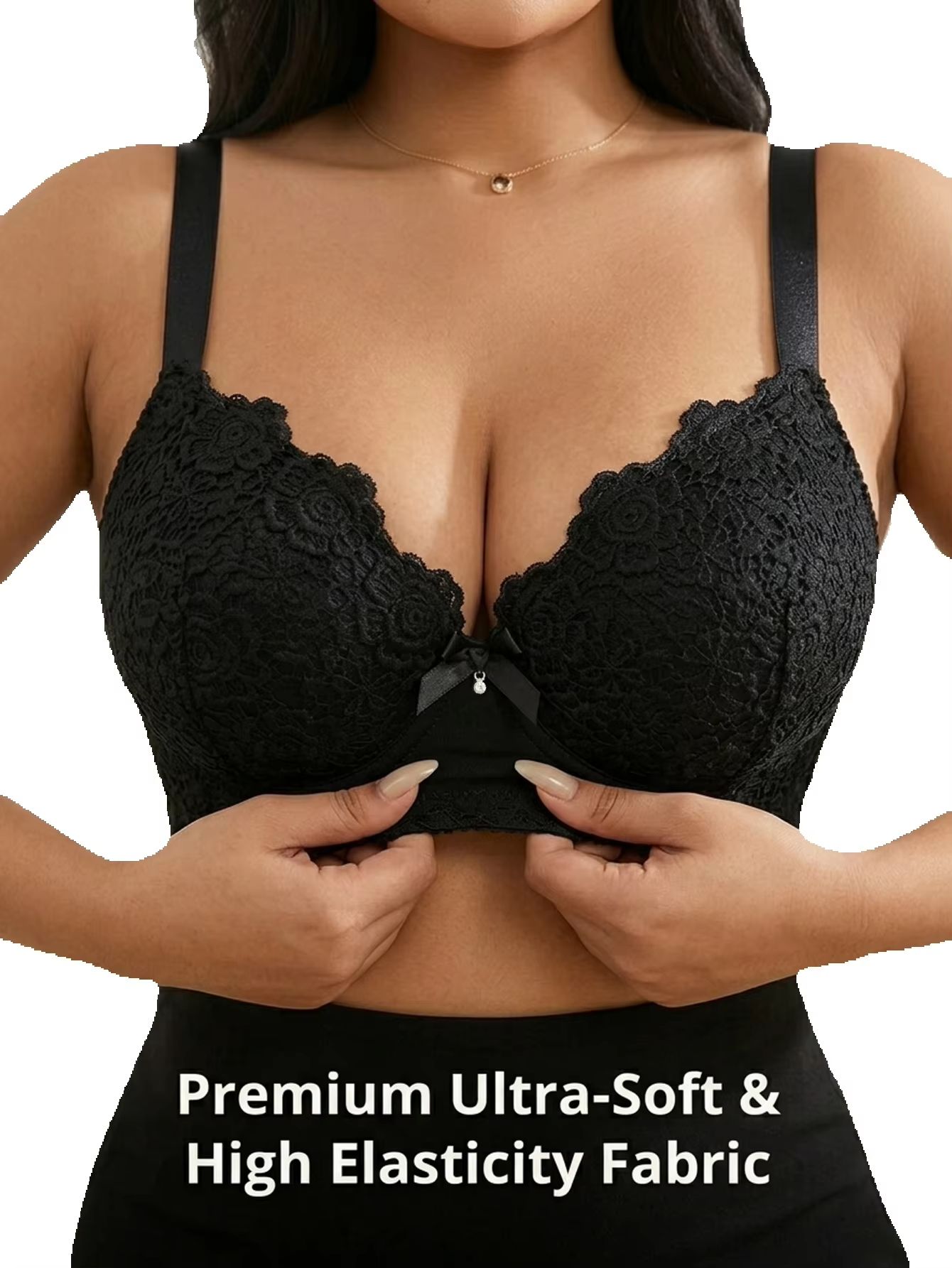 Push Up Bra Padded - Kadın Büyük Beden Çiçek Desenli Destekli