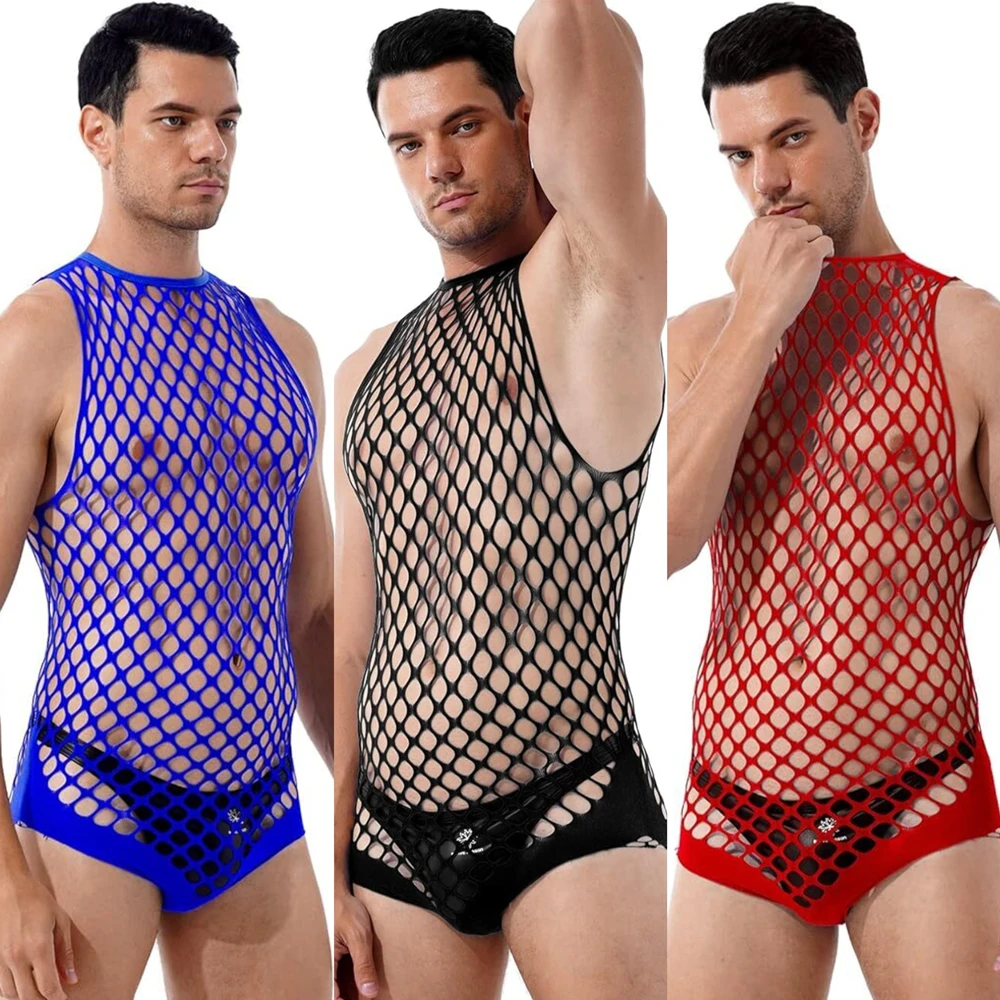 Bodystocking Fishnet - Eşcinsel Bodystocking Adam Fetiş Vücut Takım