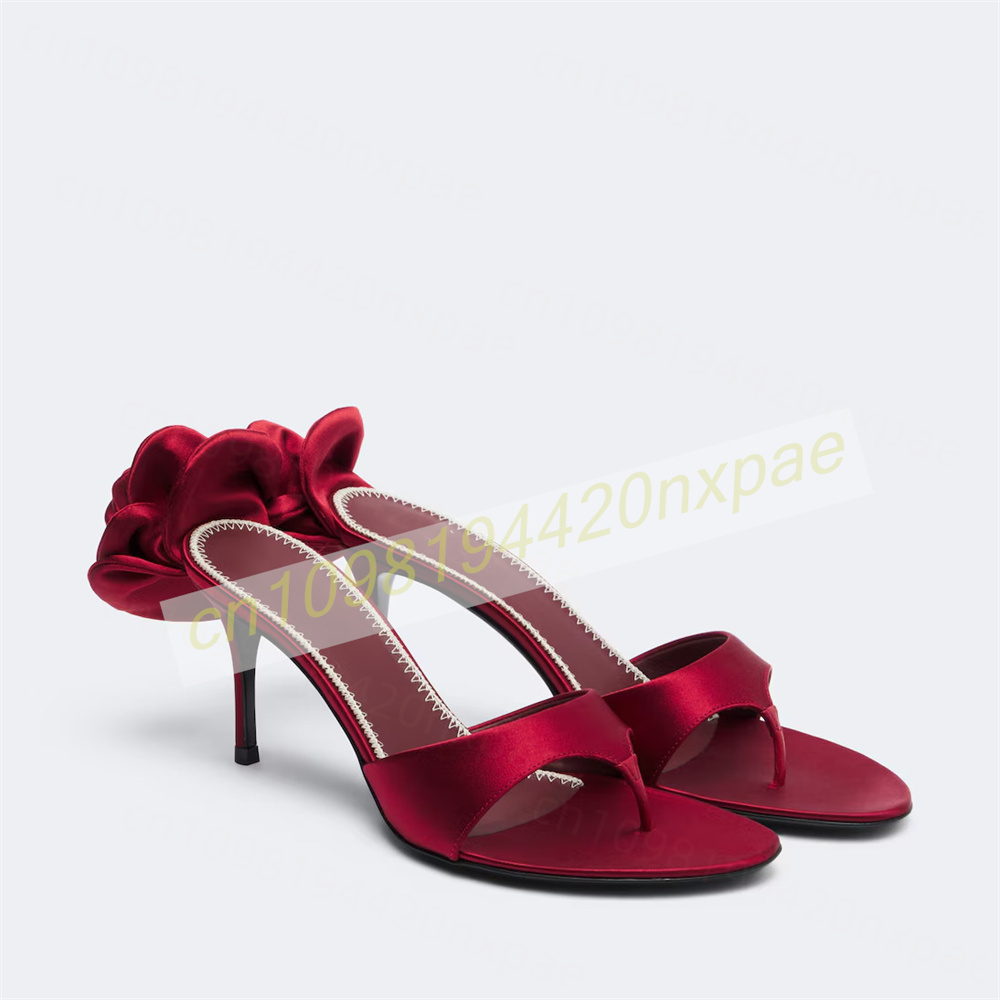 Slip Dress Satin - Kadın Kırmızı Saten Parmak Arası Mule
