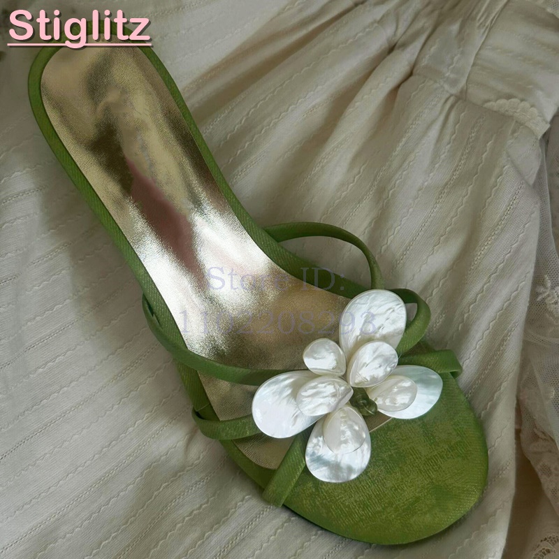 Slip Dress Satin - Beyaz Çiçekli Yüksek Topuklu Terlik Saten