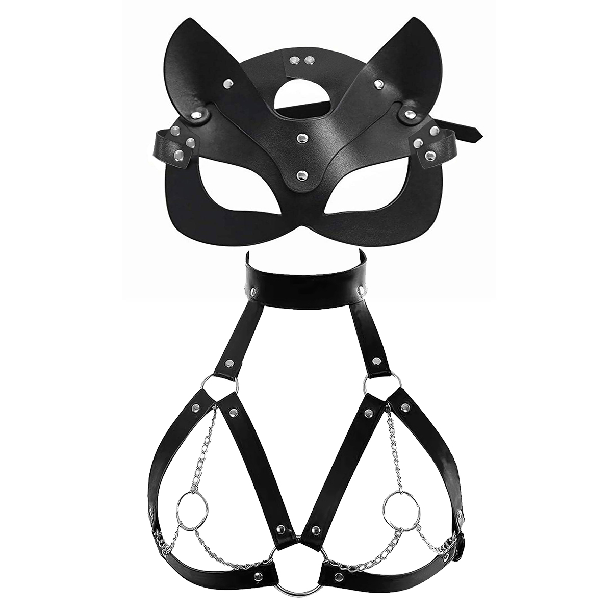 Garter Belt Set - Kadınlar Seksi Maske Körü Körüne Cosplay