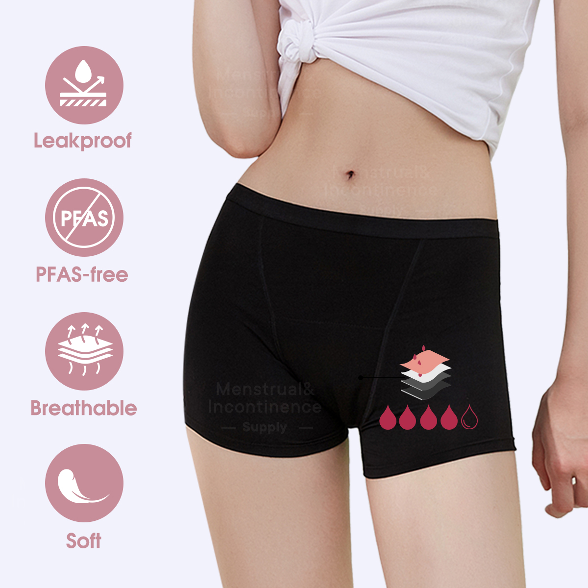 Boyshort Underwear - Kadınlar için Bambu Elyafı Regl Külodu,