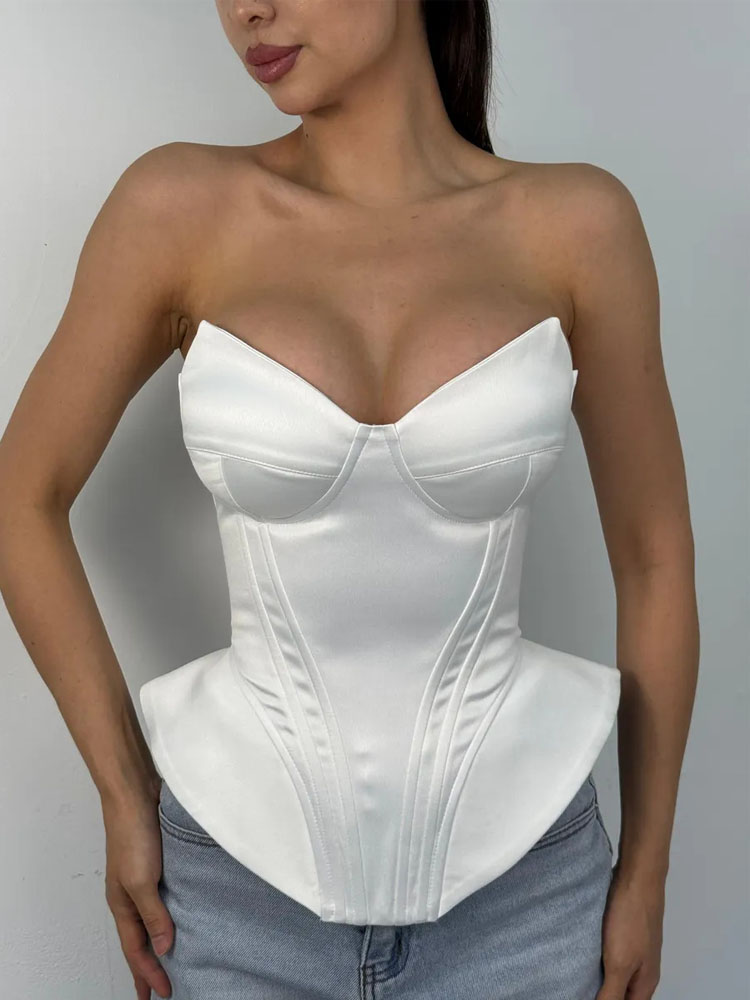 Corset Waist Cinch - BKQU Seksi Kılçık Straplez Korse Üst