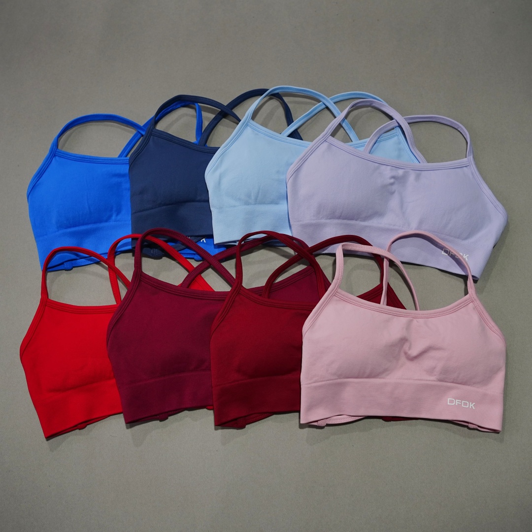 Push Up Bra Padded - DFDK Nervürlü Dikişsiz Çapraz Sırtlı Yoga