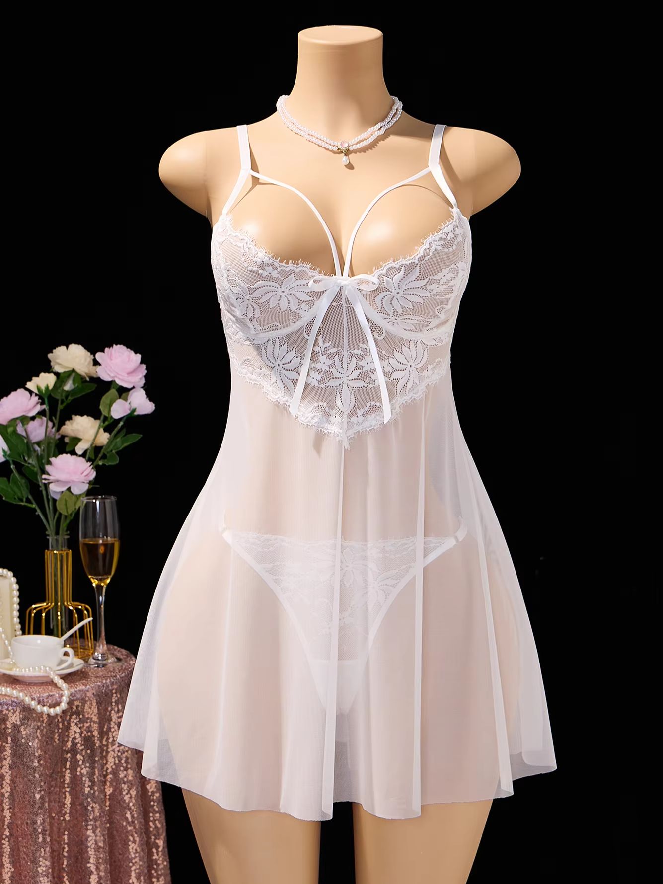 Kadın Beyaz Dantel Babydoll İç - Babydoll Chemise Night incelemesi ve fiyatı
