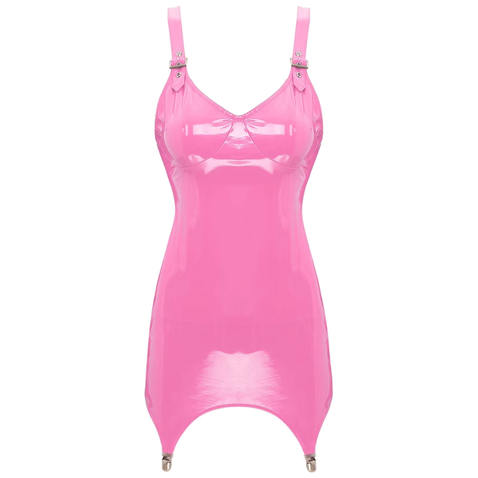 Bayan parlak metalik PVC deri  - Babydoll Chemise Night incelemesi ve fiyatı